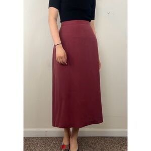 Vintage Neiman Marcus Plum Midi Silk Pencil Skirt